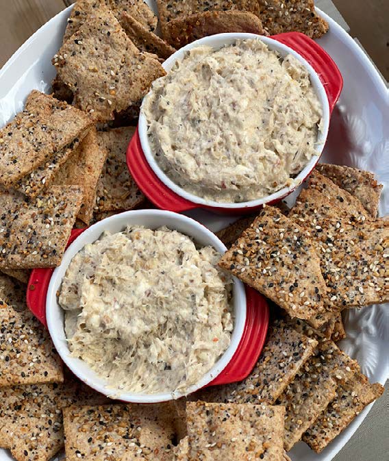 canned trout dip platter with crackers