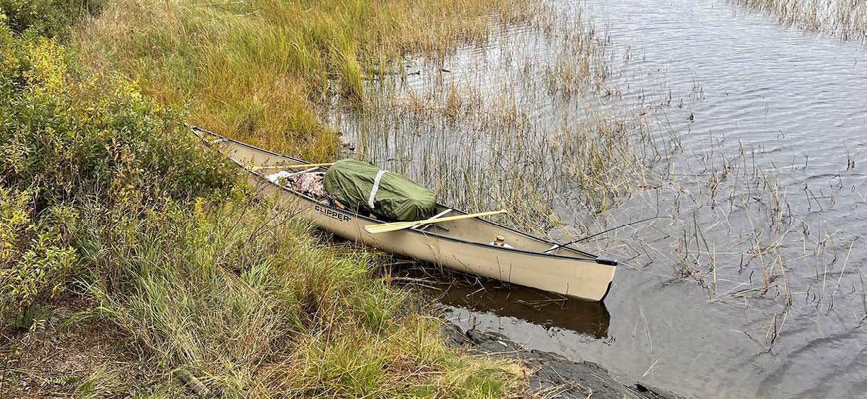 Canoe holding gear for the moose hunt