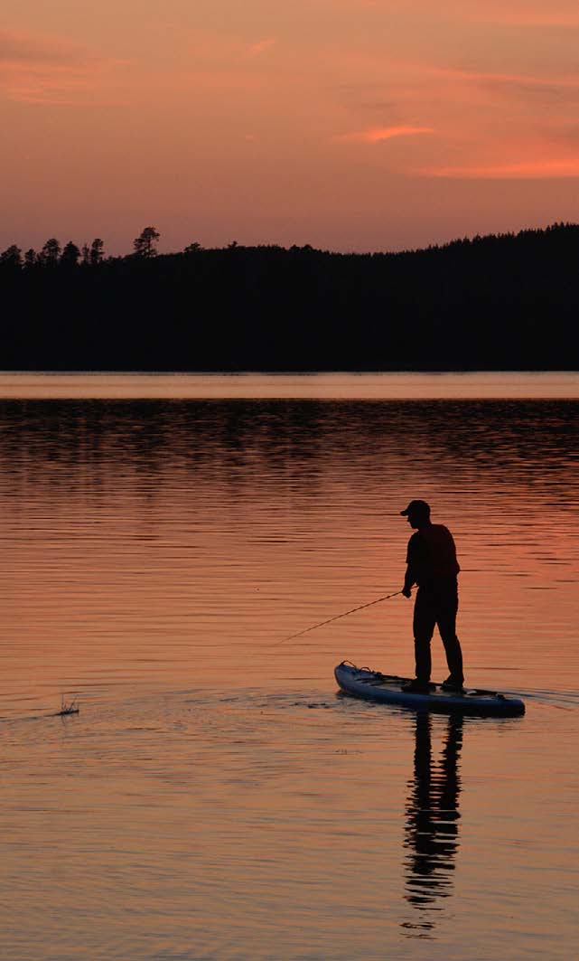 Trolling Fishing Poles Silhouetted In Front Of A Sunrise Stock