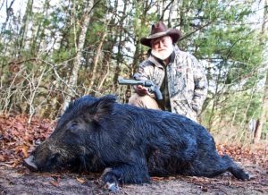 Wild Hog shot with a pistol