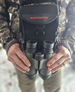 Winchester Supreme 10x50 Binoculars come with a useful carry harness