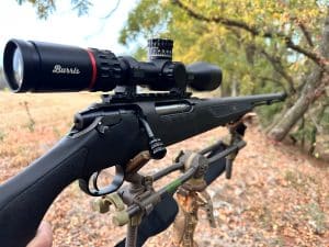 Traditions Nitrobolt in a set of shooting sticks ready to fire