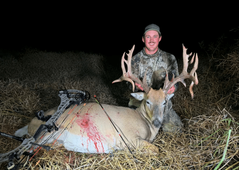 Saskatchewan bowhunter Braeden Magotiaux arrows a 190 4/8-inch whitetail after six years of history and more than 30 encounters.